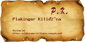 Plakinger Kiliána névjegykártya